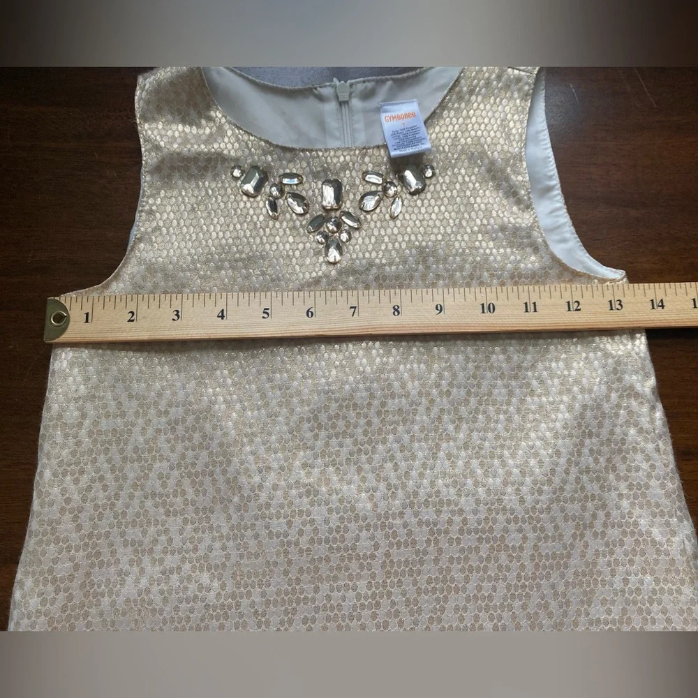 GYMBOREE GIRLS GOLD JEWELED SHIFT DRESS SIZE 7